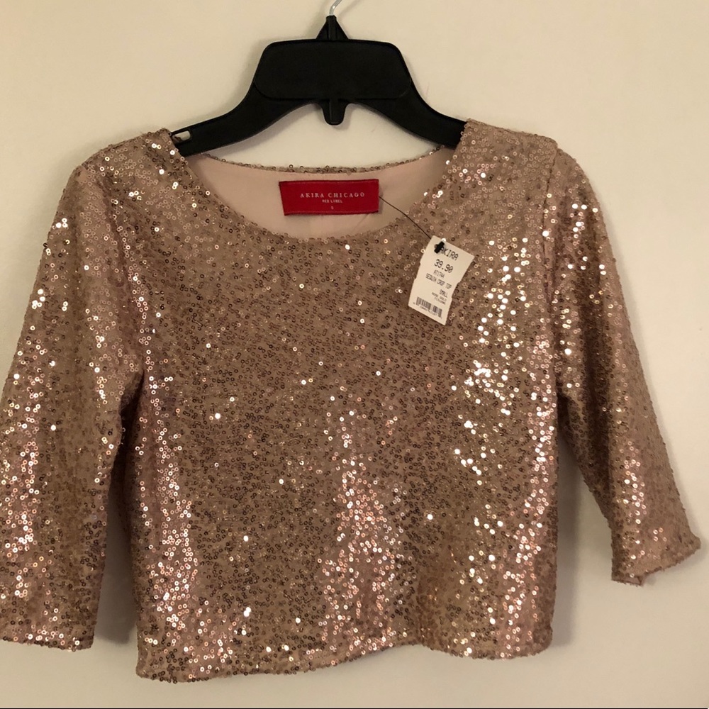Gold sequin crop top